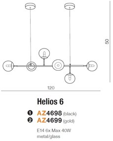 Lustra moderna cu 6 surse de lumina HELIOS 6 GO