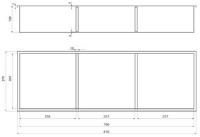 Raft încastrat POLYSAN 1301-27B Inserta, 27 x 81 cm, oțel inoxidabil, antracit