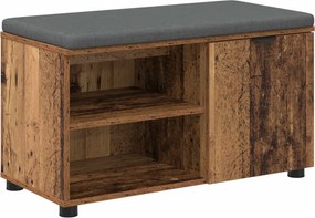 vidaXL Bancă pentru hol cu pernă cu raft Lemn vechi 80 x 38 x 46 cm