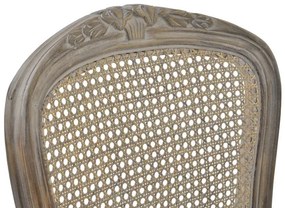 Scaun de dining shabby chic din lemn de cauciuc, cu spătar din rattan și șezut din in, „Avignon”