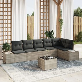 vidaXL Set de canapele pentru grădină 7 pcs Gri deschis Rattan poli
