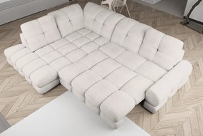 Set canapea extensibilă cu funcţie de extensie electrică, crem, pe stânga, TOLLO L ROH