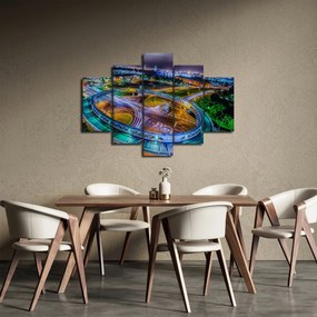 Tablou panorama orașului nocturn (150x105 cm)