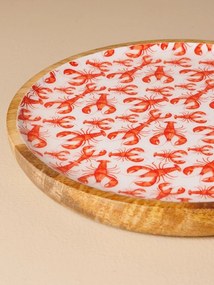 Tava pentru prajituri, din lemn de mango, cu capac din sticla, D23cm, Lobsters