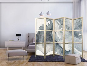 Paravan japonez - Maritime lines - subtle dot patterns in shades of blue