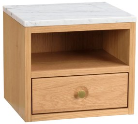 Noptieră natural cu blat cu aspect de marmură Whitmore – Rowico