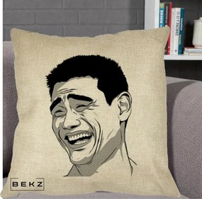Perna Decorativa Yao Ming Meme, 40x40 cm, Crem, Husa Detasabila, Perna Inclusa, BEKZ®