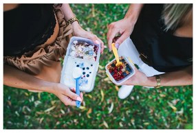 Cutie pentru prânz cu tacâmuri Vialli Design, 650ml+230m, albastru