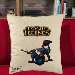 Perna Personalizata League of Legends Yasuo, 40x40 cm, Bej, Husa Detasabila, Perna Inclusa, BEKZ®