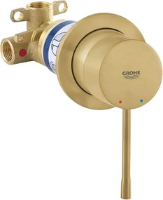 Baterie dus incastrata Grohe Essence auriu periat Cool Sunrise cu corp ingropat