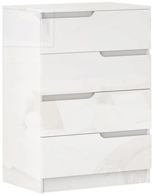 HOMCOM Comodă cu 4 Sertare Modernă și Minimalistă, Comodă din Pal Melaminat, 60x40x85 cm, Alb Lucios | Aosom Romania