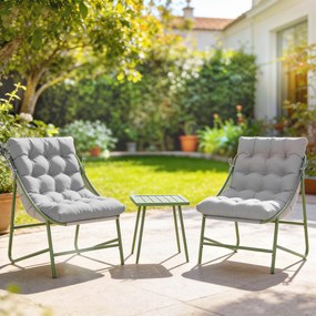 Outsunny Set de grădină 3 piese cu 2 scaune lounge, masă de cafea și perne pentru exterior terasă balcon gri deschis | Aosom Romania