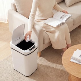 HOMCOM Coș de Gunoi de 12L cu Senzor Infraroșu, Buton Touch și Găleată Detașabilă, Coș de Gunoi din Oțel Inoxidabil, ABS și PP, 28x22x41 cm, Alb | Aosom Romania