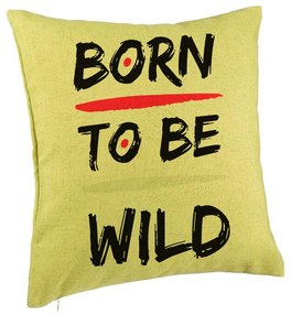 Perna Decorativa, Model Born to Be Wild, 40x40 cm, Verde, Husa Detasabila, Burduf