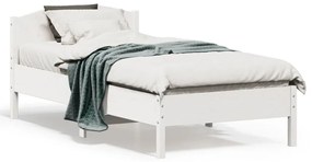 vidaXL Cadru pat fără saltea, alb, 90x190 cm, lemn masiv de pin