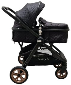 Carucior nou nascuti 2 in 1 Baby Care X2S, Maner reversibil, Cu geanta bebe, Amortizoare, Roti din cauciuc plin AVE, Spatar reglabil 3 trepte, Plasa
