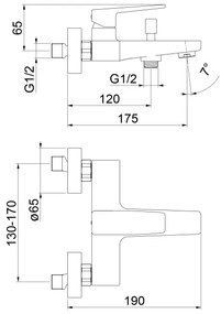 Baterie de cadă TURSI Sapho, negru mat