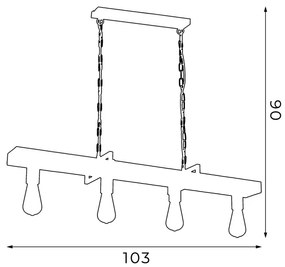 Lustră pe lanț HARD 4xE27/60W/230V