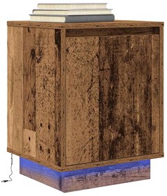 vidaXL Noptiera cu lumini LED Lemn vechi 38x34x50 cm