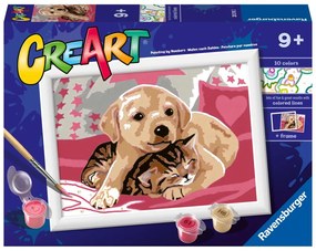 CREART PICTURA PE NUMERE PENTRU COPII CATELUS SI PISICUTA PE PATURA - RAVENSBURGER (RVSPBN20210)