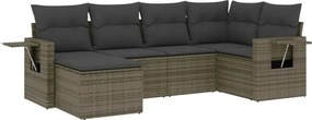 vidaXL Set mobilier grădină cu perne, 6 piese, gri, poliratan