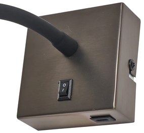 Lampă de perete modernă gunmetal cu port USB-C - Gosna