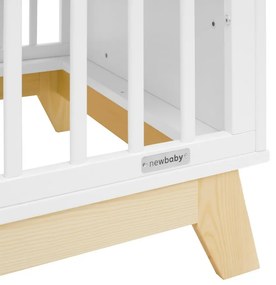 New Baby Crib Marcus cu barieră, alb/natural