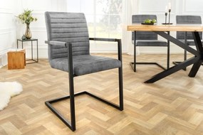 Set 2 scaune cu brate Loft vintage gri/ negru