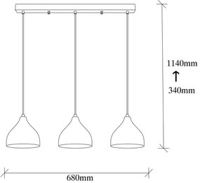 Lustră pe cablu TATTOO 3xE27/40W/230V