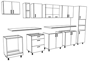 Set haaus V31, Stejar Bronz/Alb, Blat Thermo 28 mm, L 340 cm