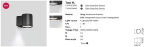 Aplica LED exterior iluminat arhitectural IP54 TOND 1L 2700K