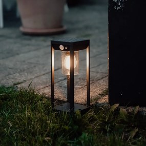 Lampă de podea pentru exterior gri închis 25 cm cu lumină reglabilă și senzor pe solar - Sonne