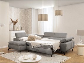 Colțar gri deschis cu tapițerie din chenille (cu colț pe partea stângă/în formă de ”L”) Marbeya – Ropez