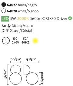 Aplica perete LED design modern JOY Black 64027
