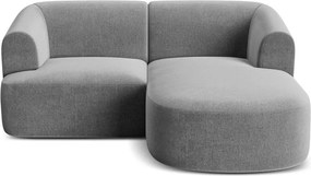 Colțar gri deschis cu tapițerie din catifea (cu colț pe partea dreaptă/cu șezlong) Campi – Cosmopolitan Design