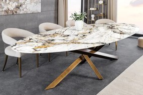 Masa ovala SCULPTURE 280cm metal bronz, ceramica alb, gri, maro