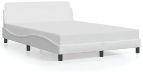 373159 vidaXL Cadru de pat cu tăblie, alb, 120x200 cm, piele ecologică