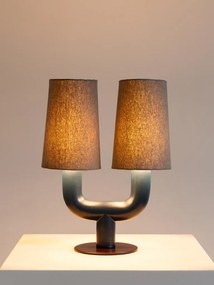 Lampa de masa, cu abajur din bumbac, Twins