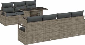 vidaXL Set de canapele pentru grădină cu pernă 8 pcs Gri poliratan