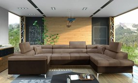Canapea modulara, tapitata, extensibila, cu spatiu pentru depozitare, Thiago R01, Eltap (Culoare: Cafeniu / Maro inchis)