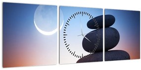 Tablou cu pietre suprapuse (cu ceas) (90x30 cm)