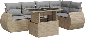 vidaXL Set canapele de grădină cu perne, 6 piese, bej, poliratan