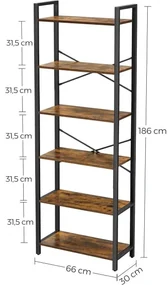 Raft De Depozitare Cu 6 Niveluri, Vintage Maro Si Negru, 66 Cm