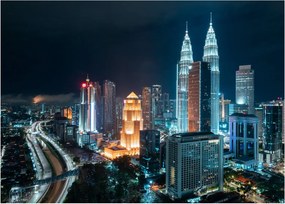 Tablou pe sticlă - Noaptea în Kuala Lumpur (70x50 cm)