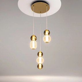 Lustra moderna aurie din metal cu 3 pendule led Maytoni Drop