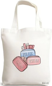 Sacosa de Panza pentru Cumparaturi, Geanta Tote Travel Girl 11, 38x34.5 cm, Alba, BEKZ®