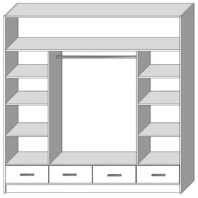 Dulap cu oglindă SANNA 200x215 cm, alb
