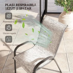 Outsunny Set de 4 Scaune Suprapozabile cu Spătar Înalt și șezut din Plasă, 54x71x93 cm, Negru | Aosom Romania