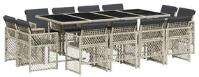 3210863 vidaXL Set mobilier de grădină cu perne 13 piese gri deschis poliratan