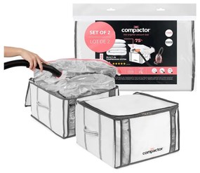 Cutii de depozitare pentru haine 2 buc. din material textil cu vacuum/cu pereți întăriți 42x25x25 cm Life – Compactor